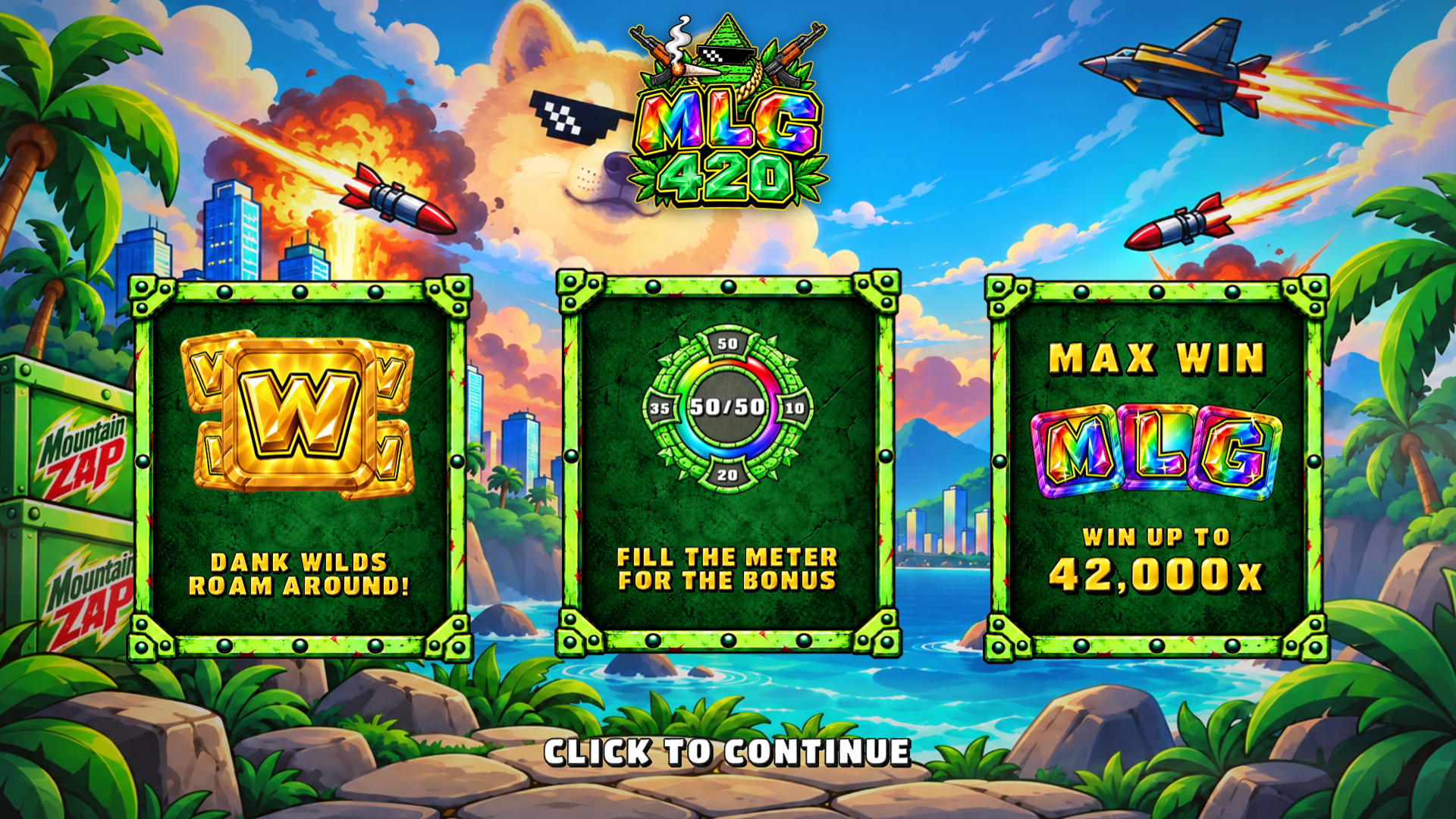 MLG 420 slot intro screen