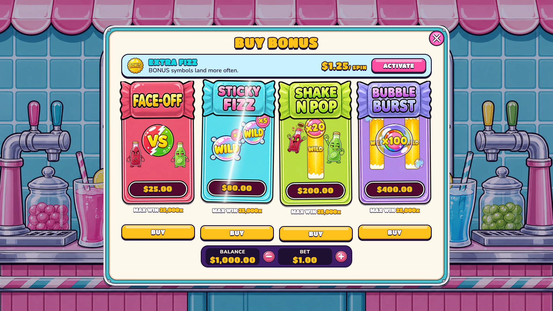 FIZZ FIGHT bonus buy menu