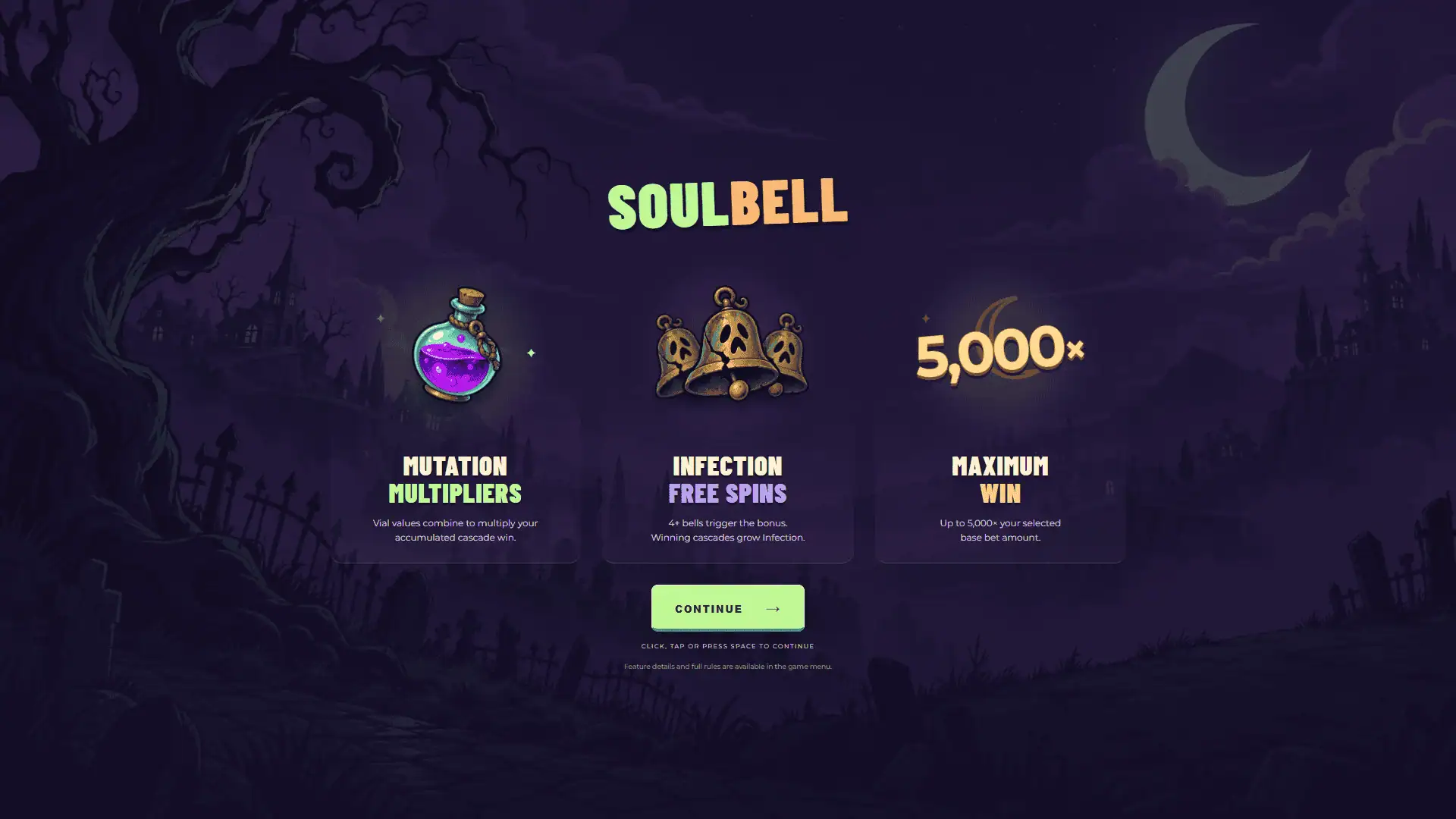 Soul Bell slot intro screen