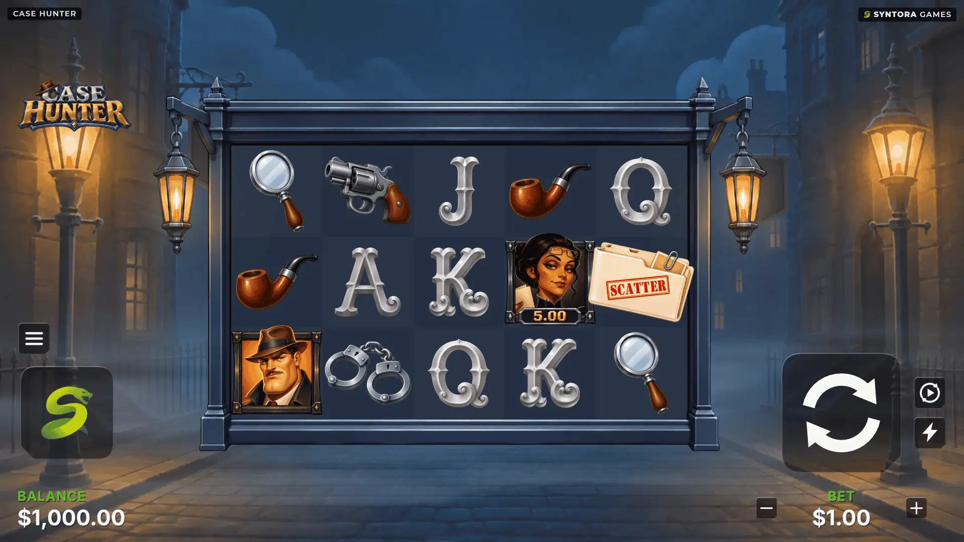 Case Hunter slot gameplay reels