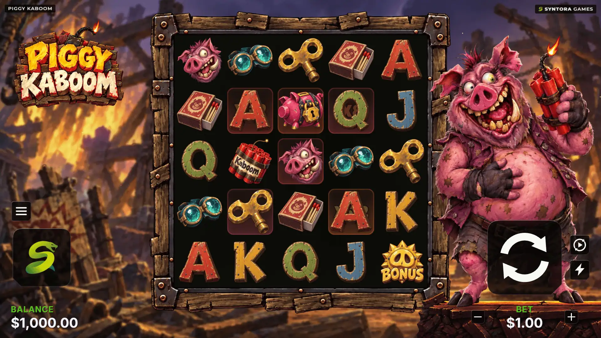 Piggy Kaboom slot gameplay grid