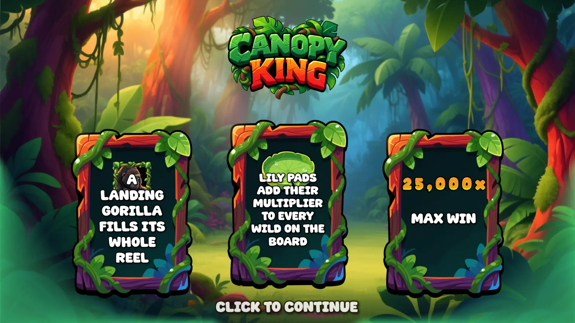 Canopy King slot intro screen