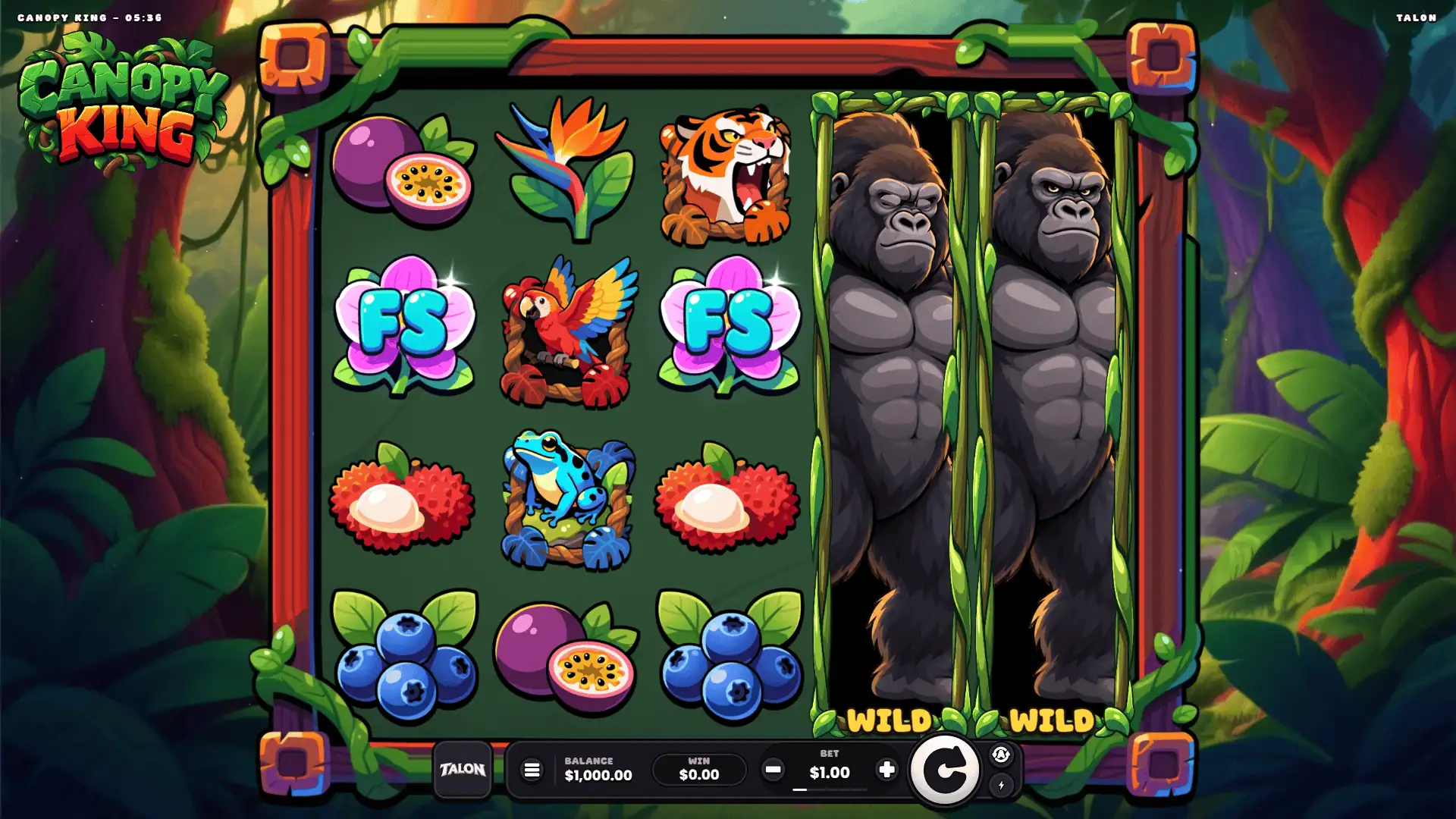 Canopy King slot gameplay reels