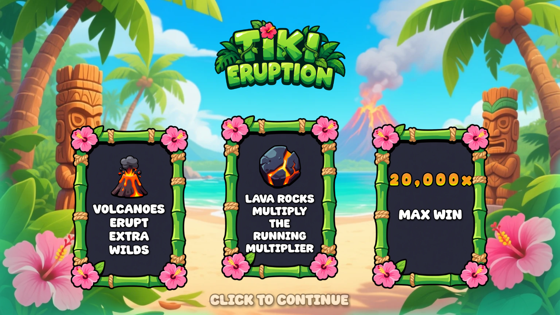Tiki Eruption slot intro screen