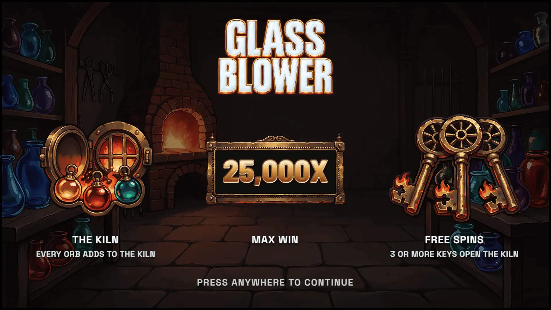 Glassblower slot intro screen