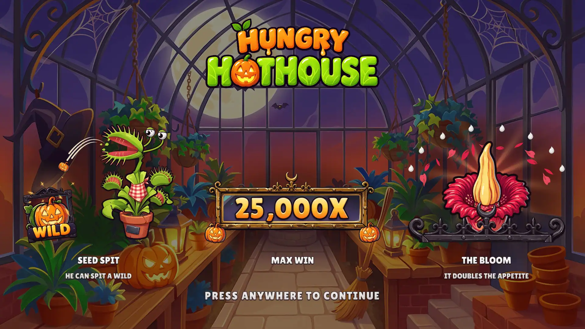 Hungry Hothouse slot intro screen