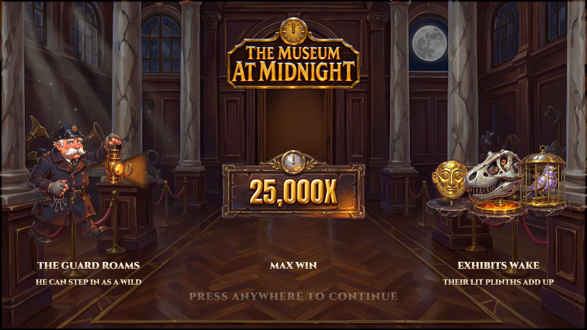 The Museum at Midnight slot intro screen