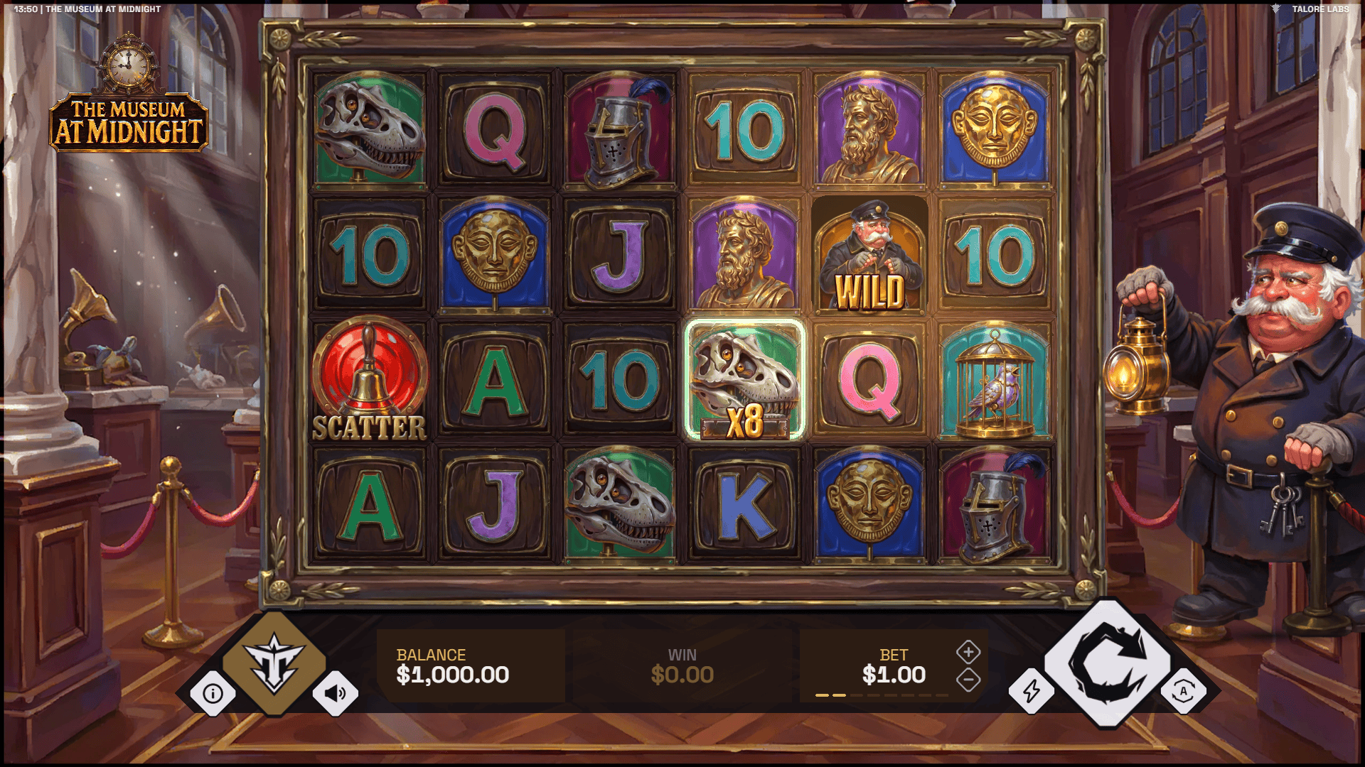 The Museum at Midnight slot gameplay reels