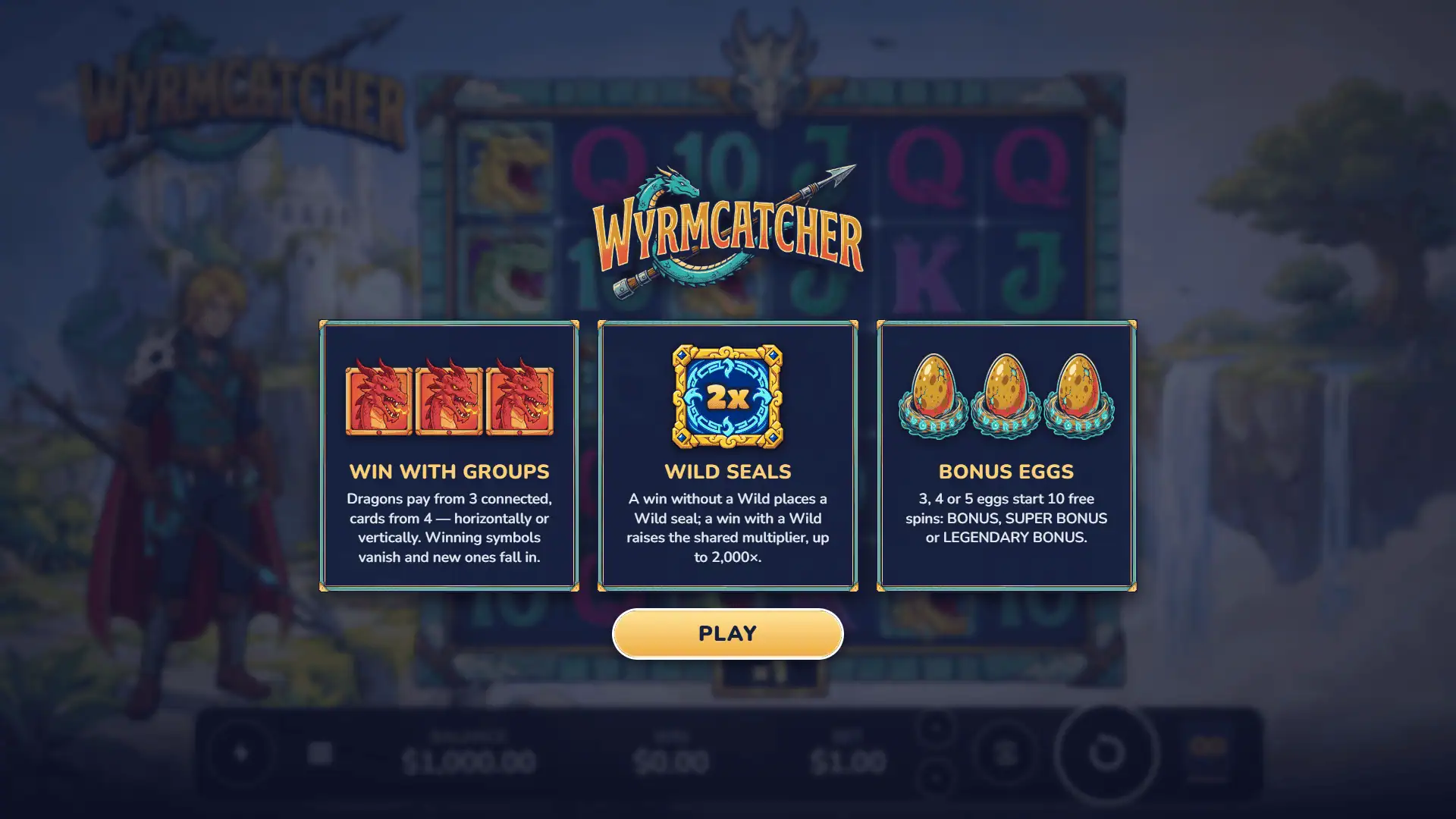 Wyrmcatcher slot intro screen