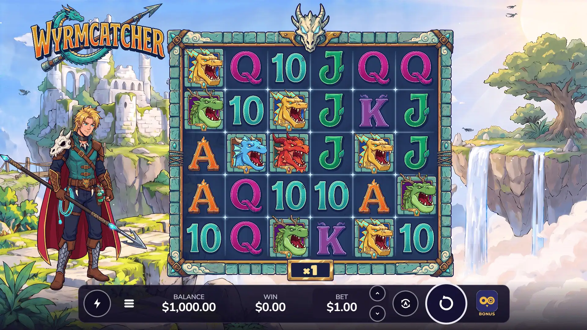 Wyrmcatcher slot gameplay reels