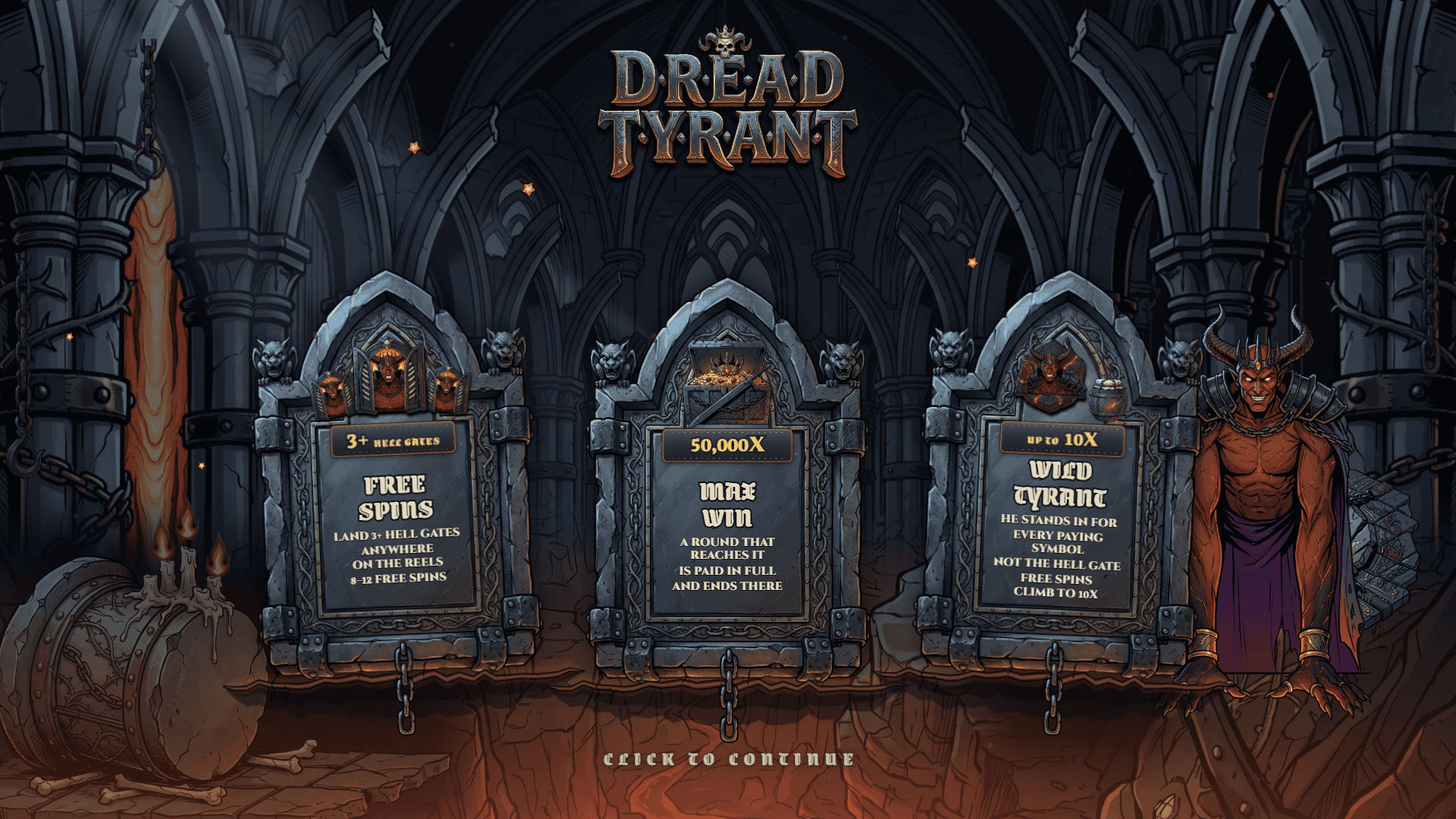 Dread Tyrant slot intro screen