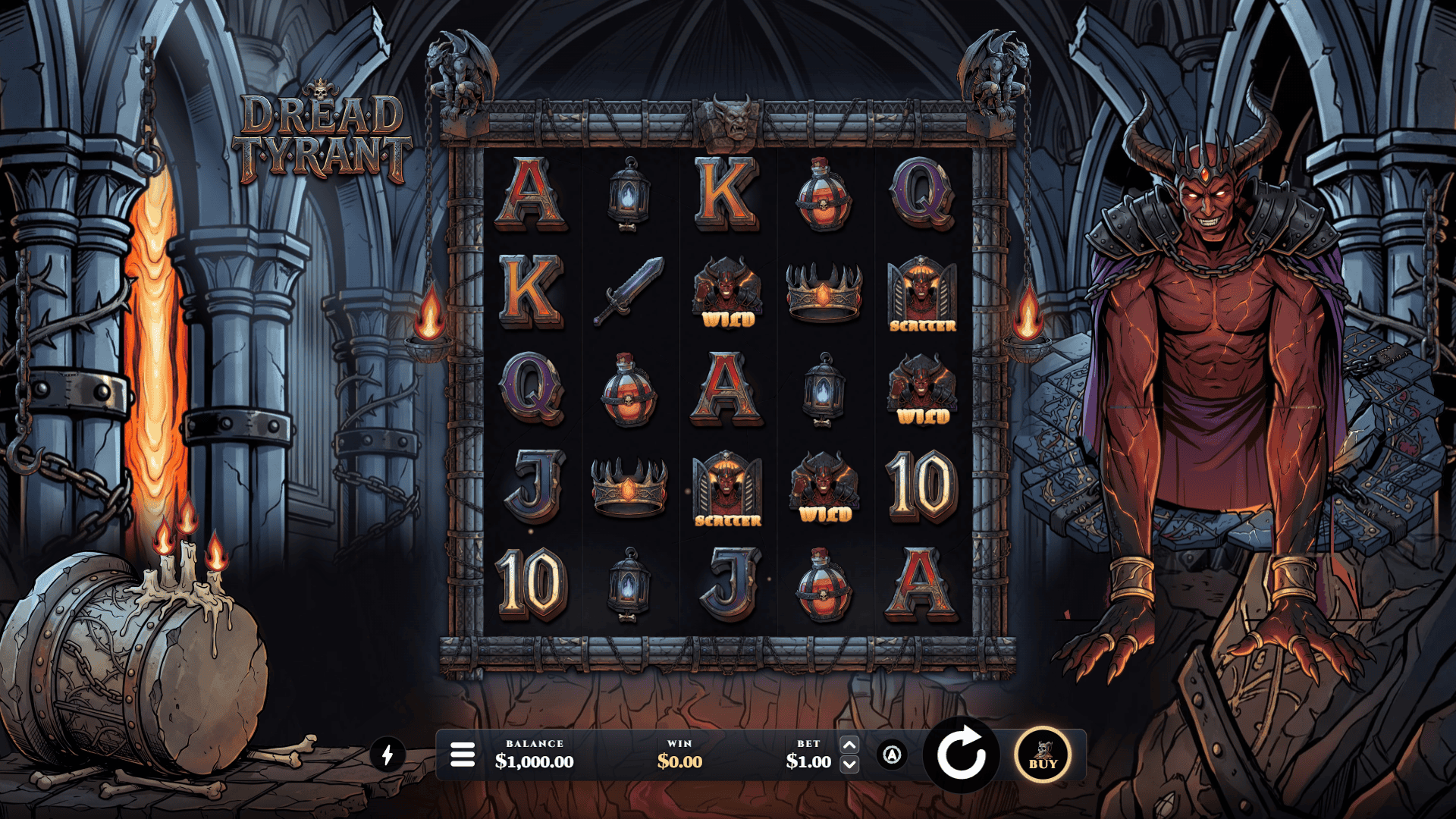 Dread Tyrant slot gameplay reels