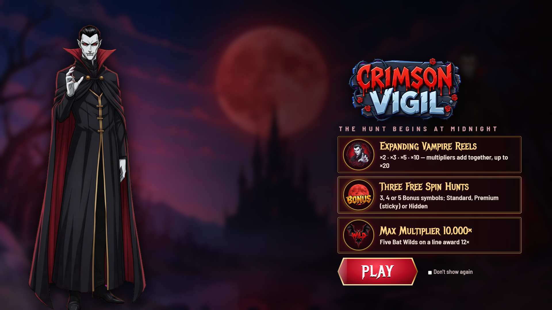 Crimson Vigil slot intro screen