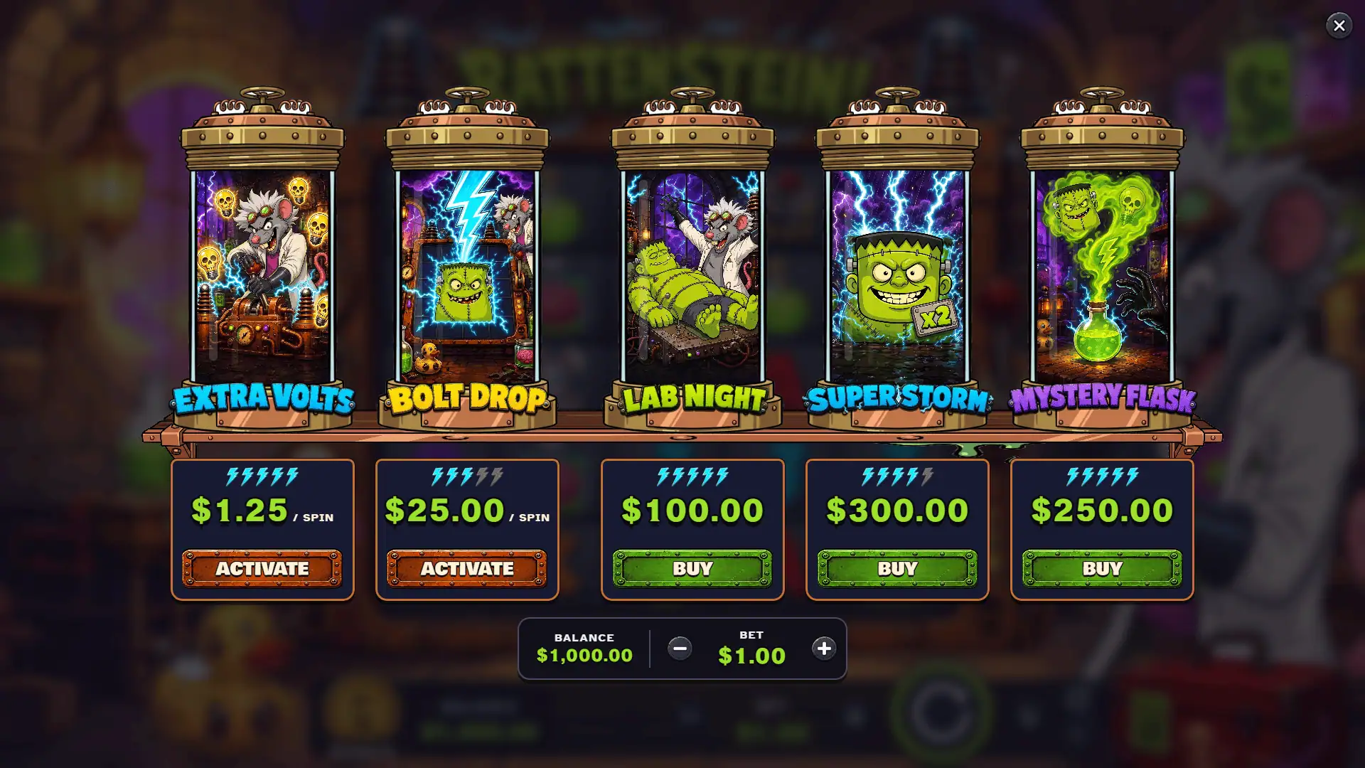 Rattenstein bonus buy menu