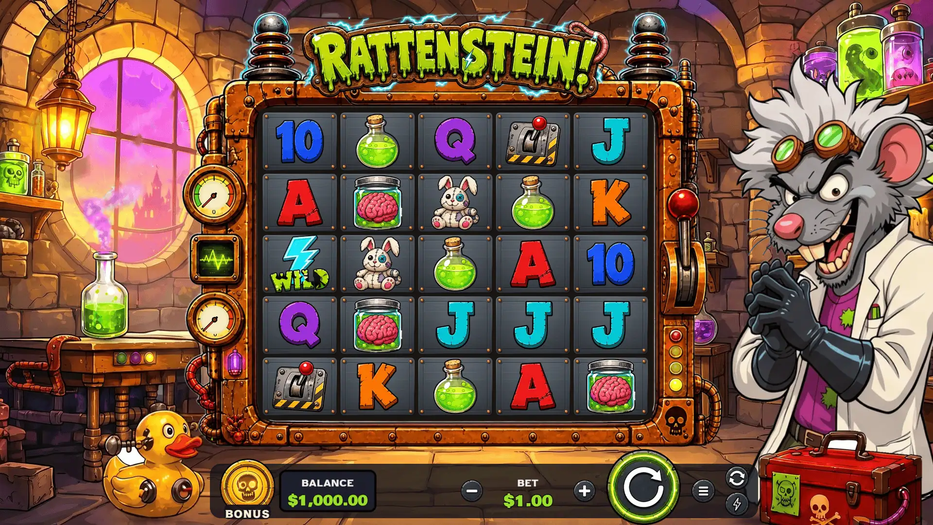Rattenstein slot gameplay reels