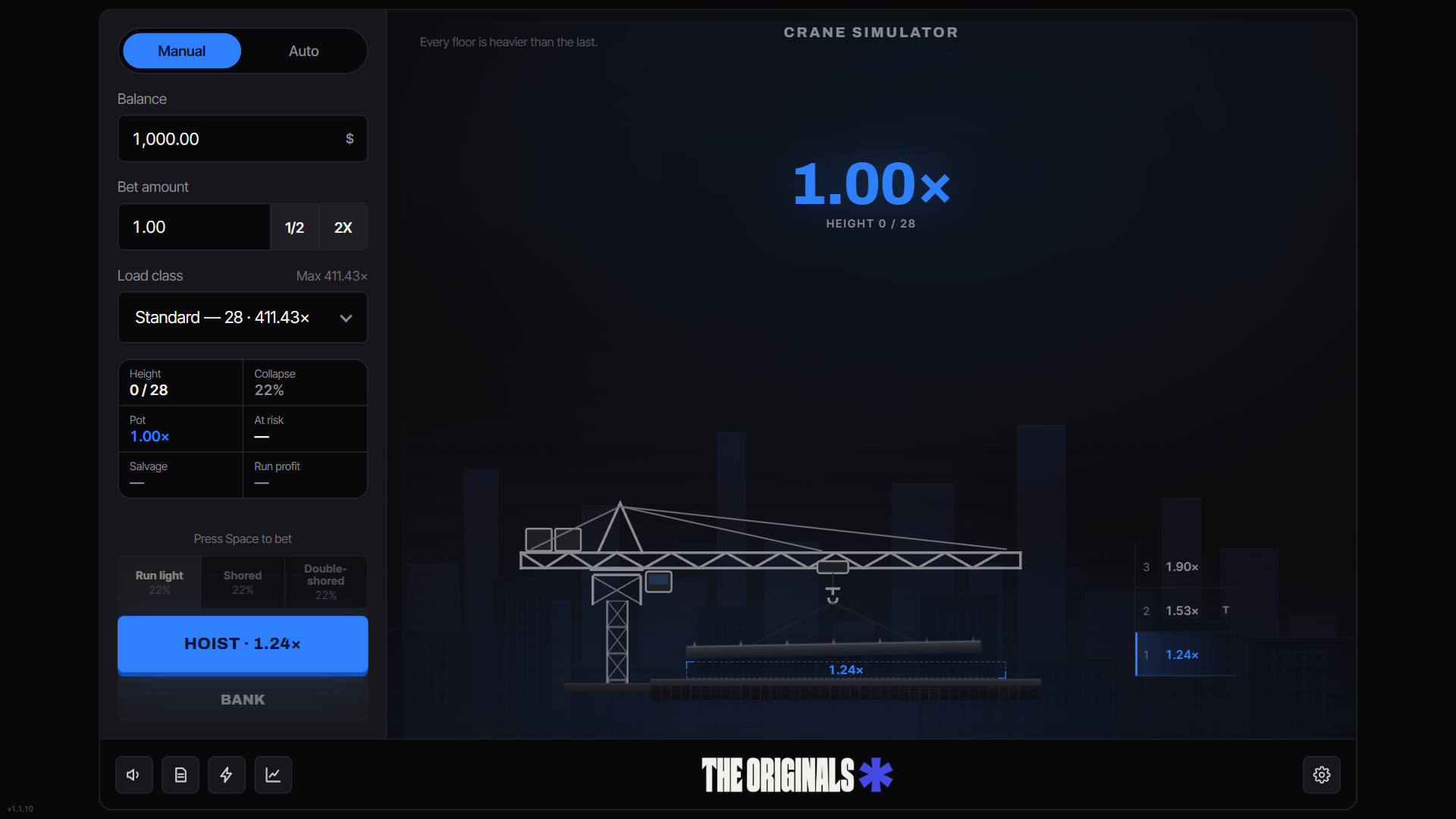 Crane Simulator slot gameplay reels