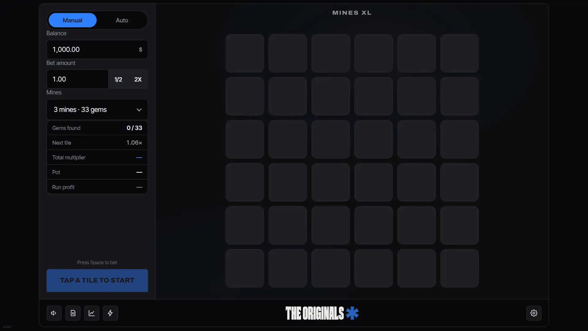 Mines XL slot gameplay reels