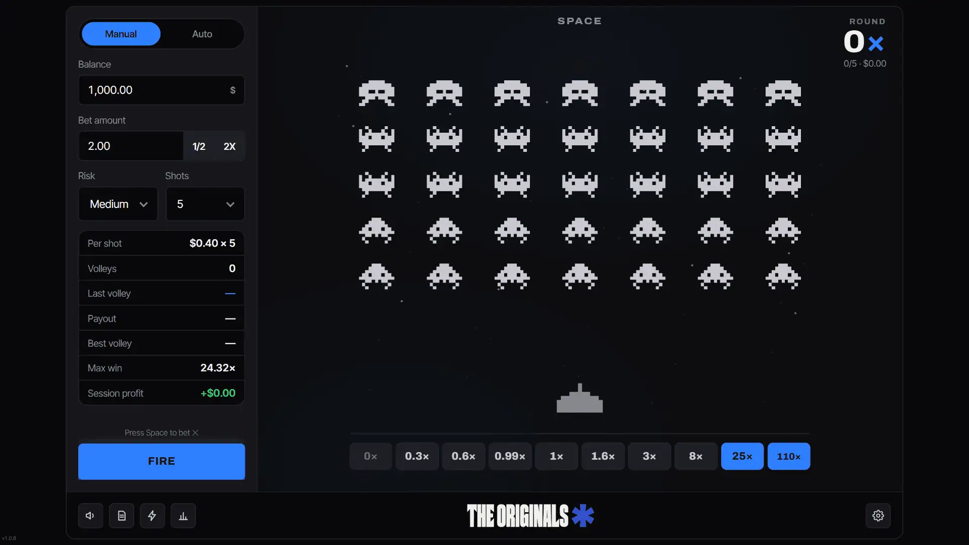 Space slot gameplay reels