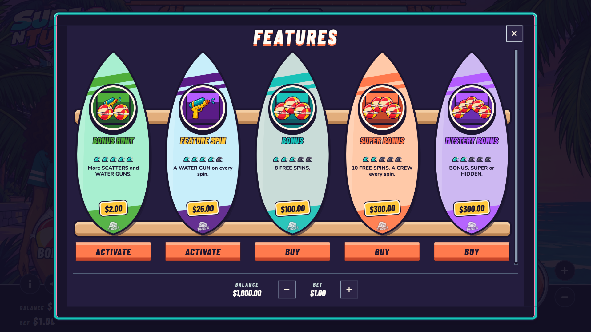 Surf n Turf 2 bonus buy menu