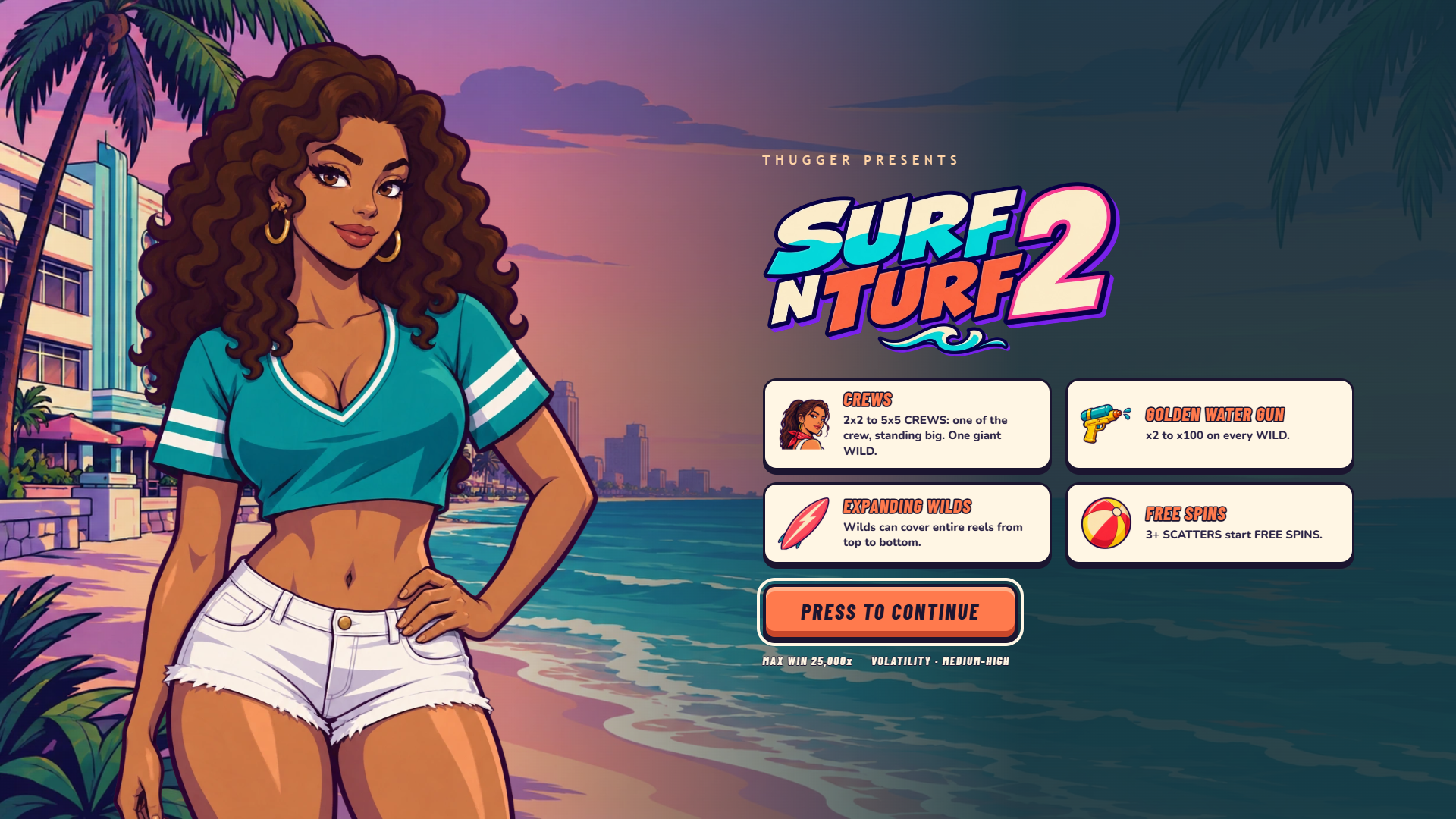 Surf n Turf 2 slot intro screen