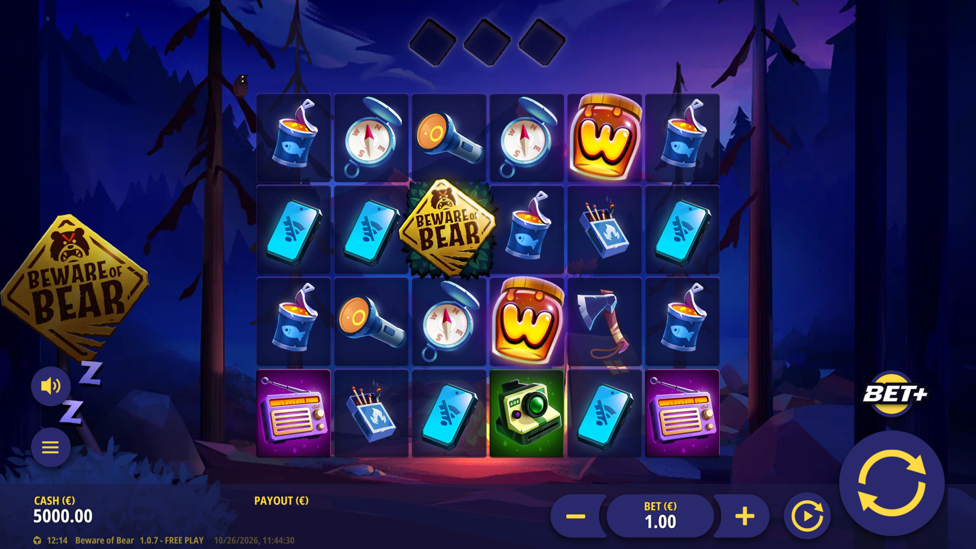Beware of Bear slot gameplay reels