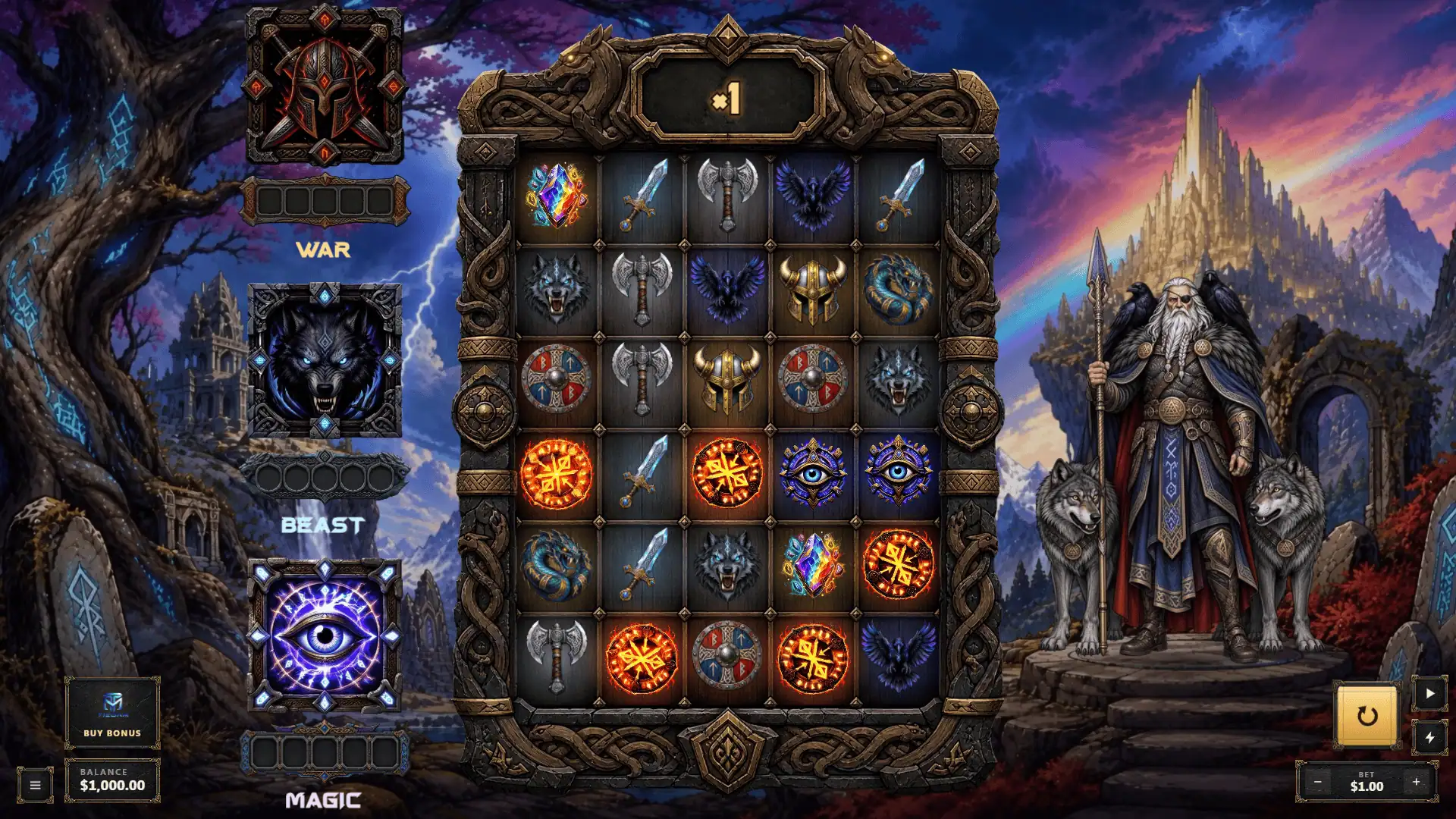 Fateforged slot gameplay reels
