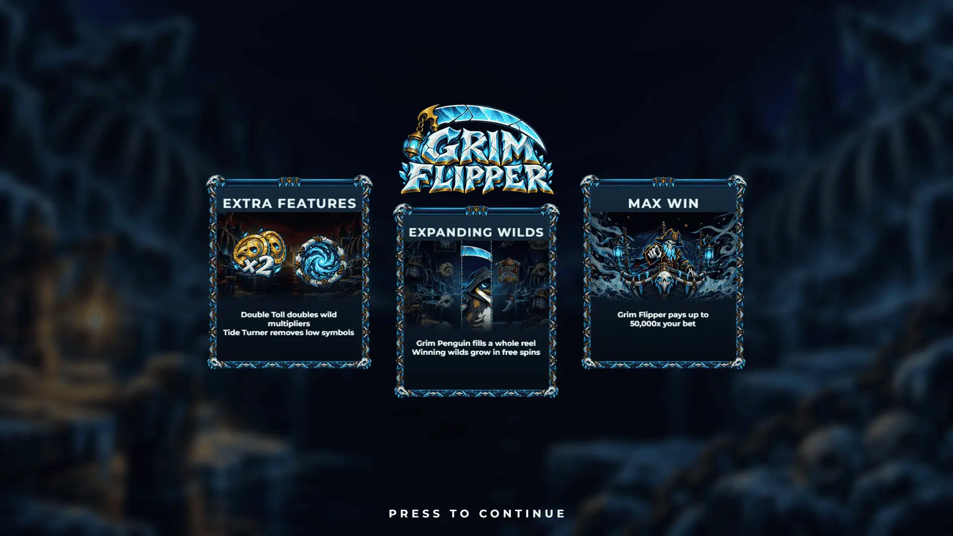 Grim Flipper slot intro screen