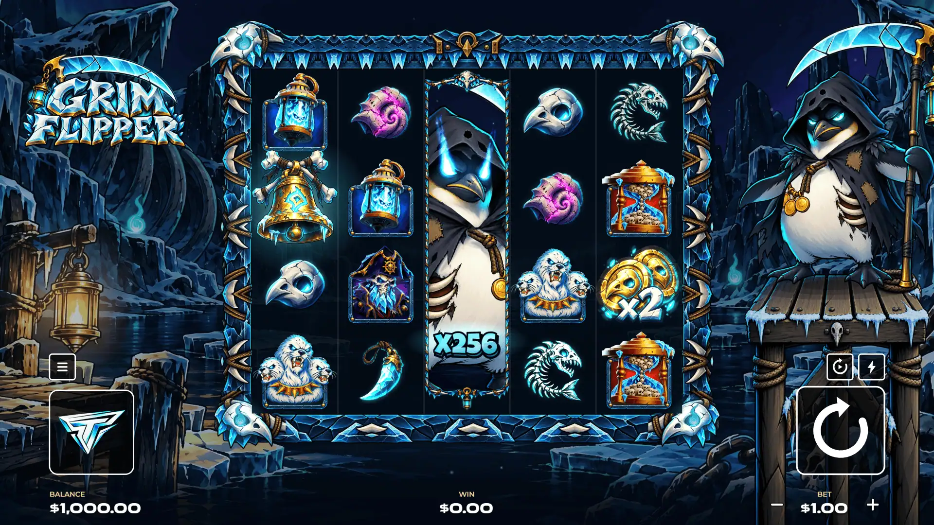 Grim Flipper slot gameplay reels