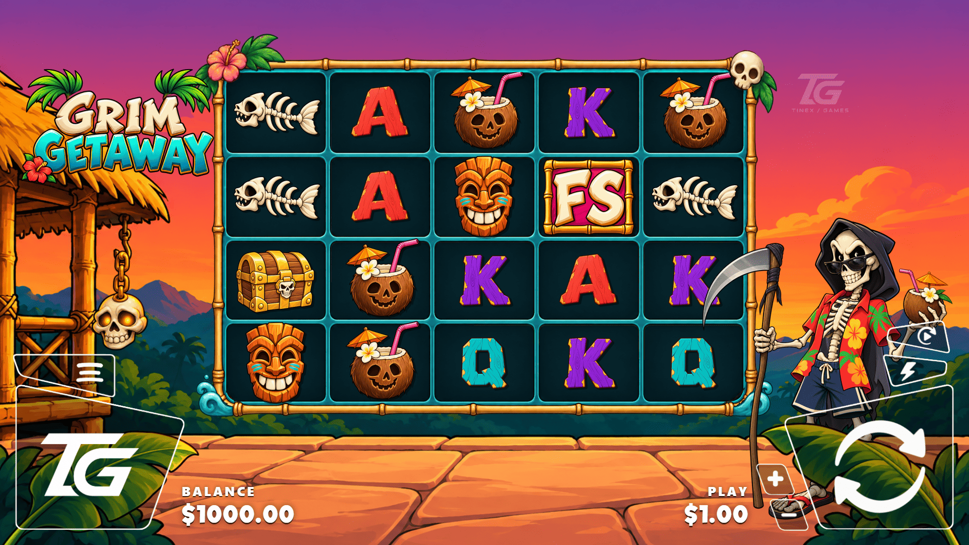Grim Getaway slot gameplay reels