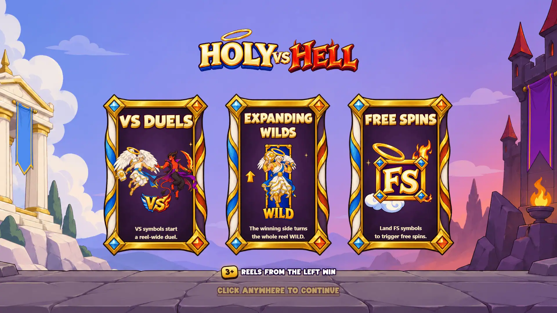 Holy VS Hell slot intro screen