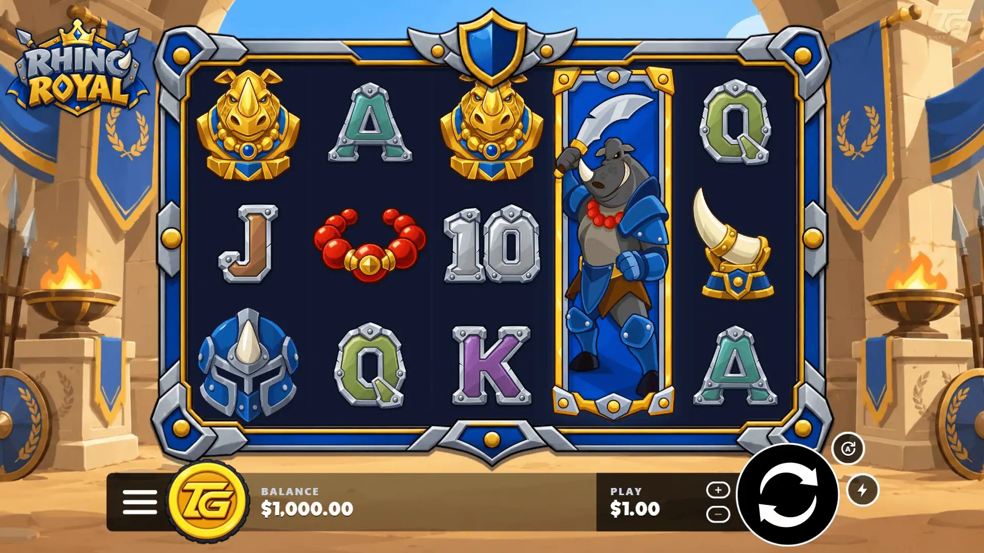 Rhino Royal slot gameplay reels