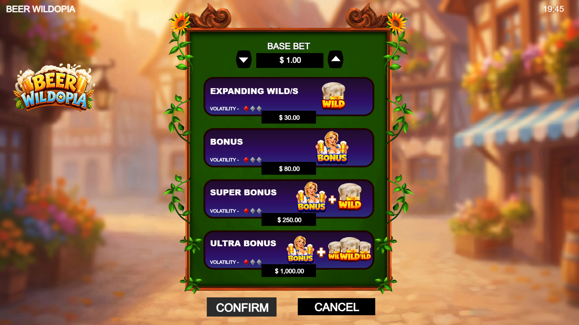 Beer Wildopia bonus buy menu