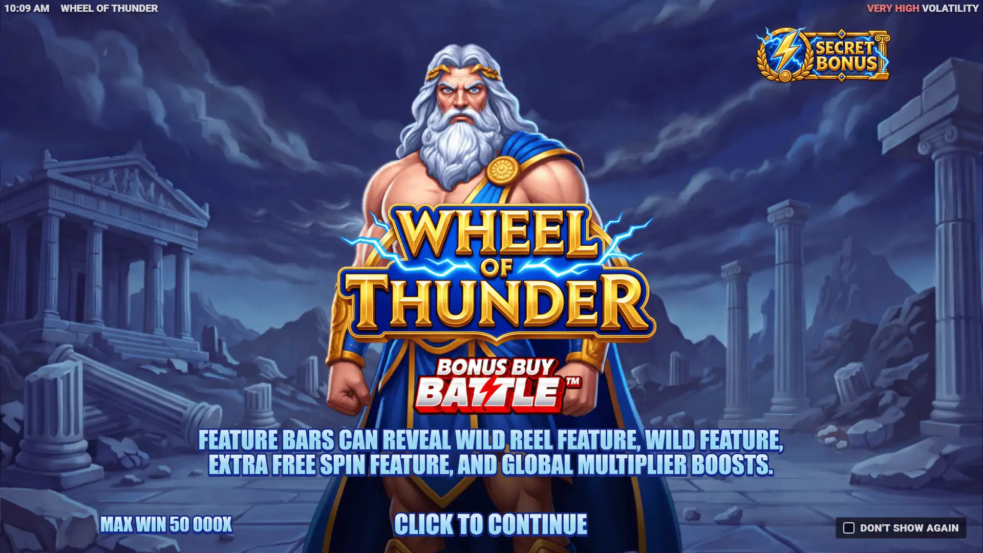 Wheel of Thunder slot intro screen
