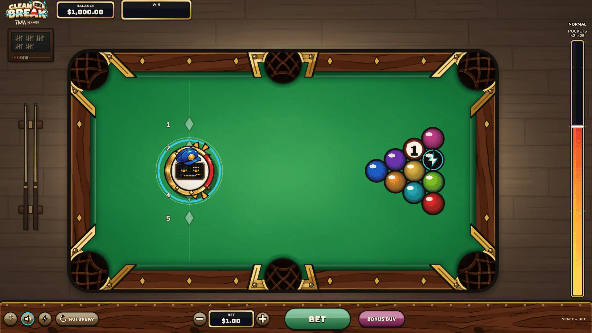 Clean Break slot gameplay reels