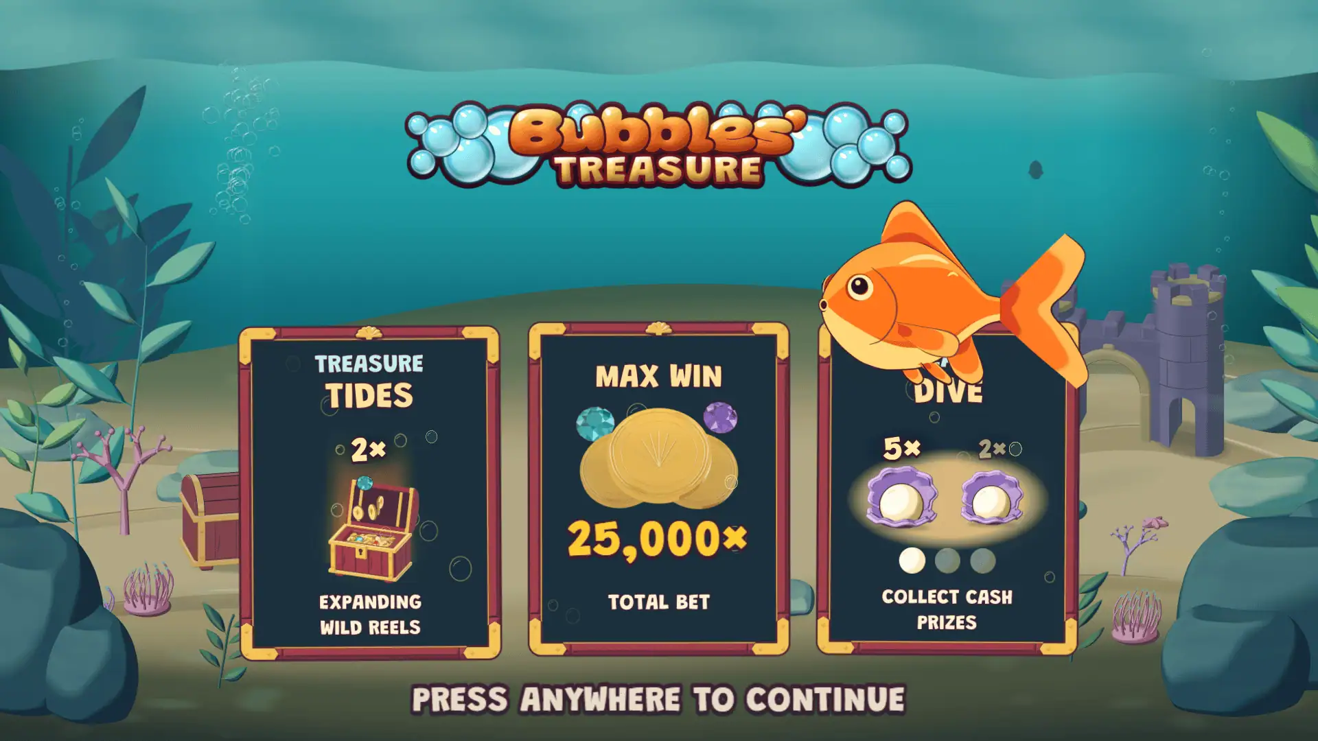 Bubbles Treasure slot intro screen