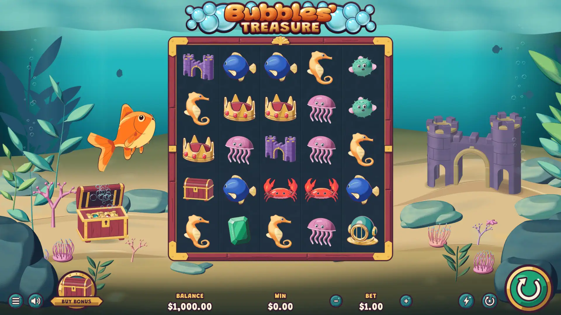 Bubbles Treasure slot gameplay reels
