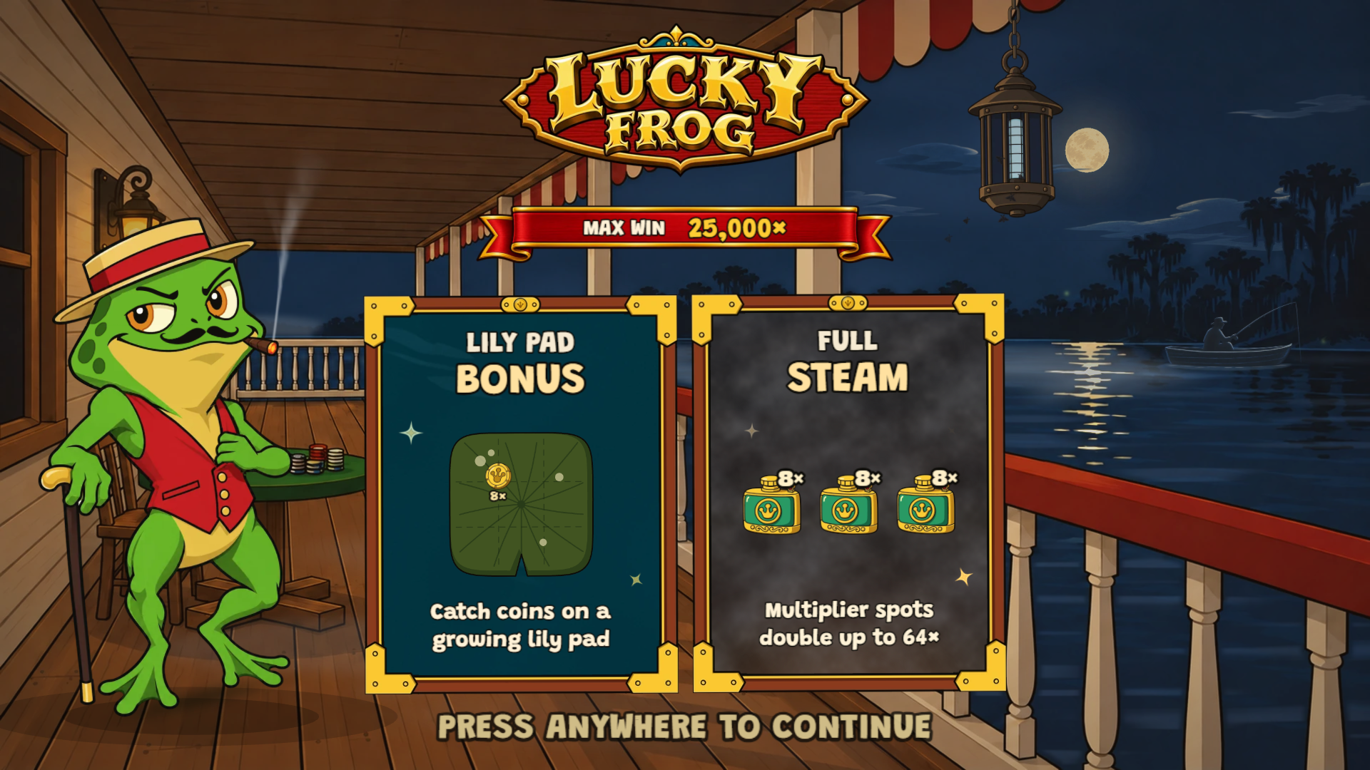 Lucky Frog slot intro screen