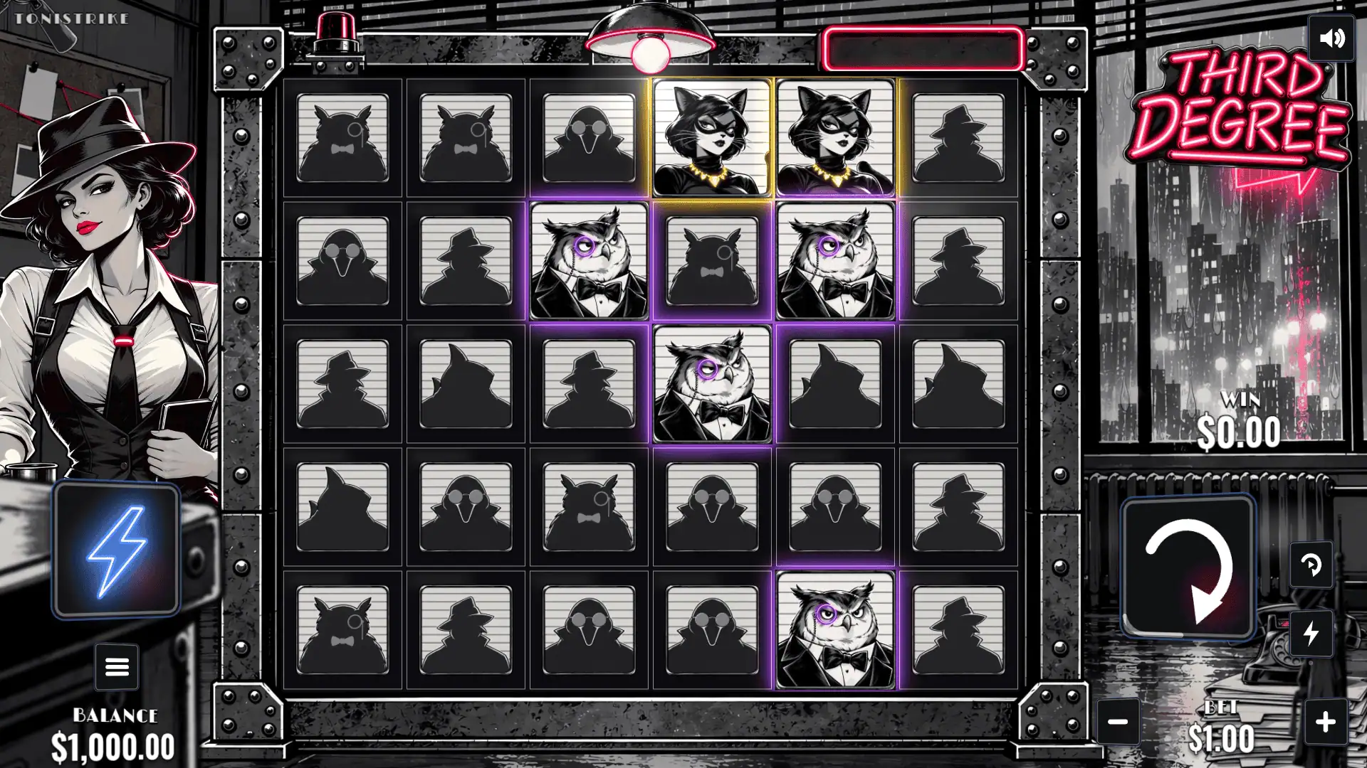 Third Degree slot gameplay reels