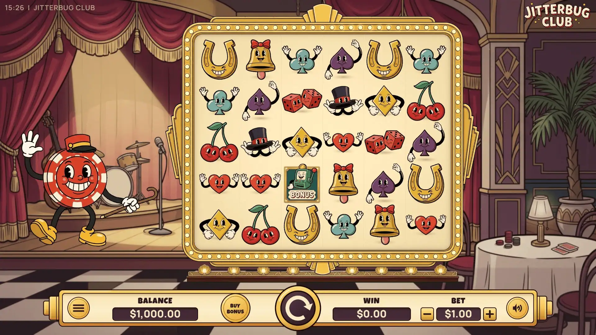 Jitterbug Club slot gameplay reels