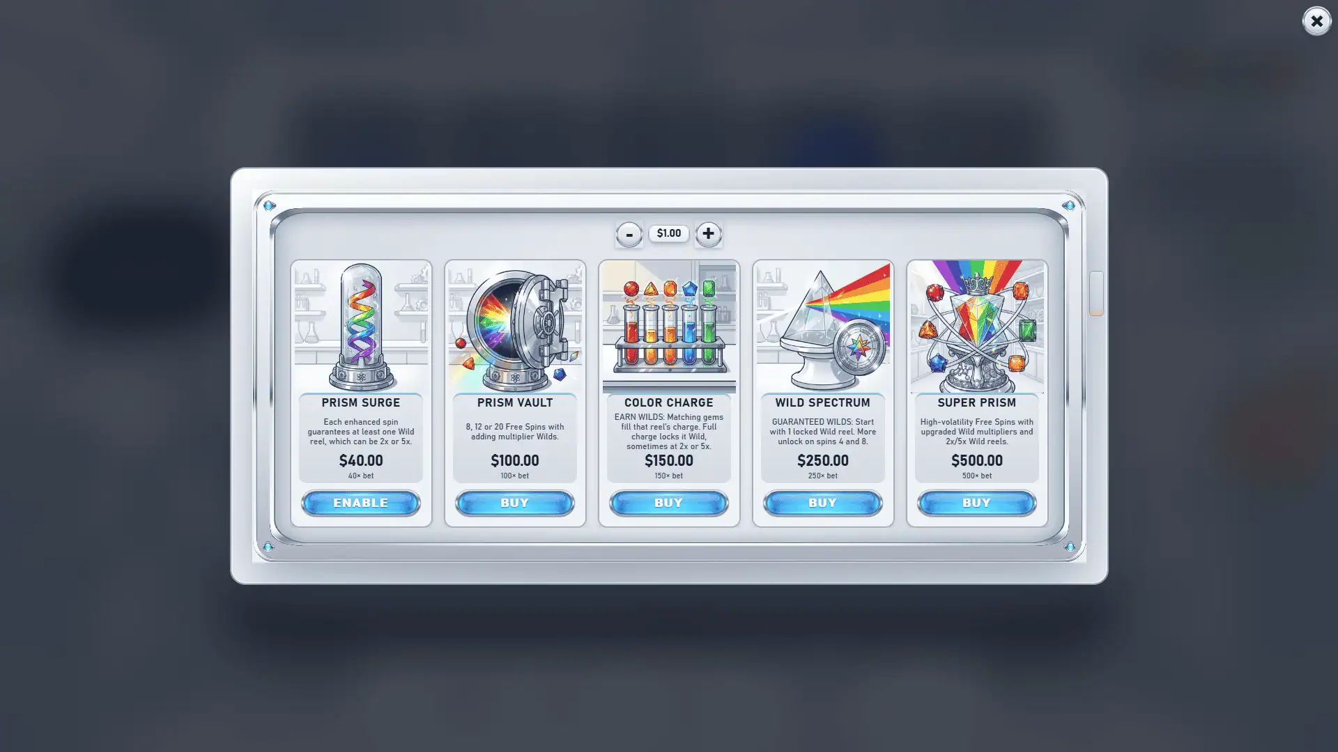 Project Prism bonus buy menu