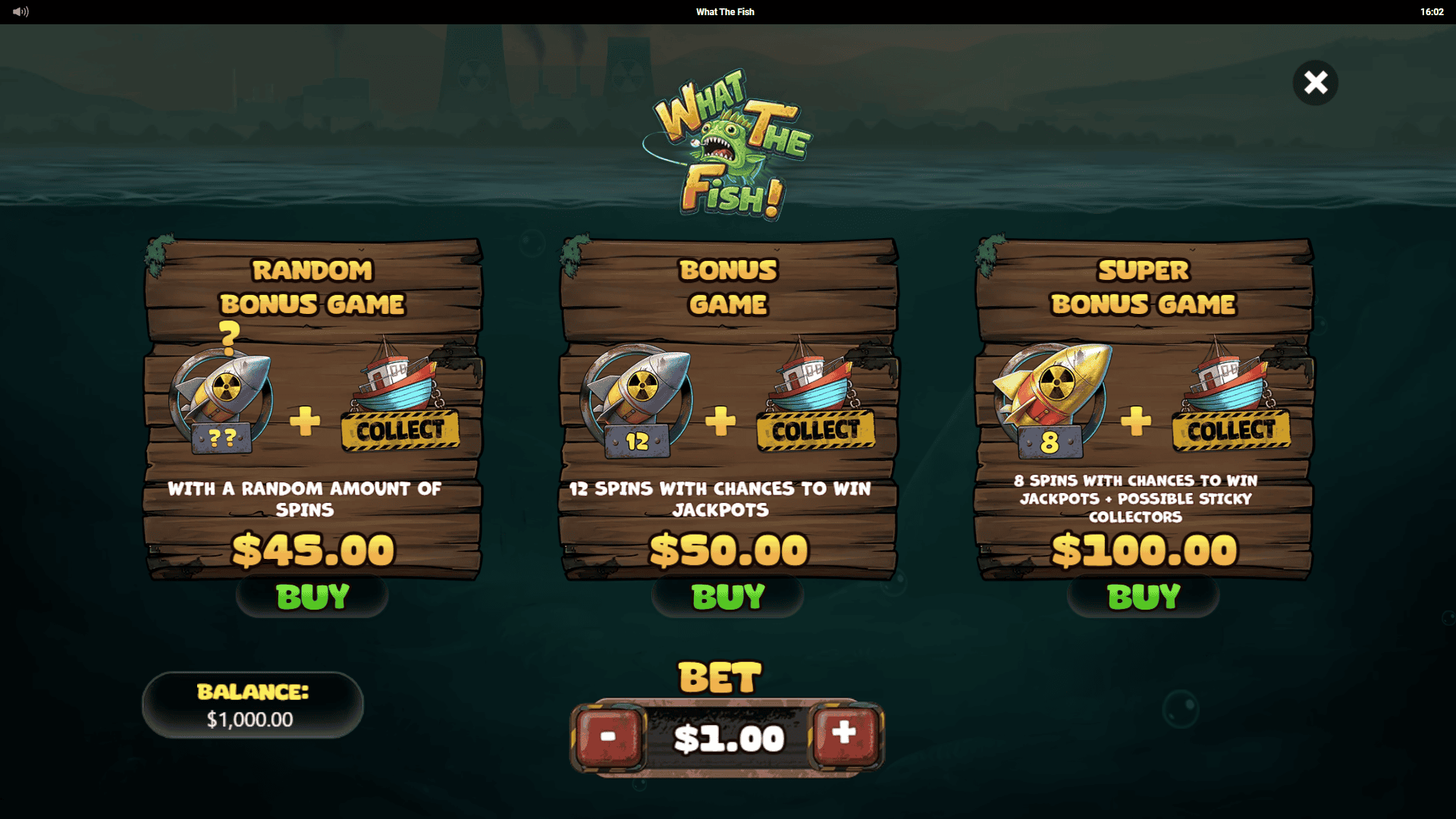 What The Fish bonus buy menu