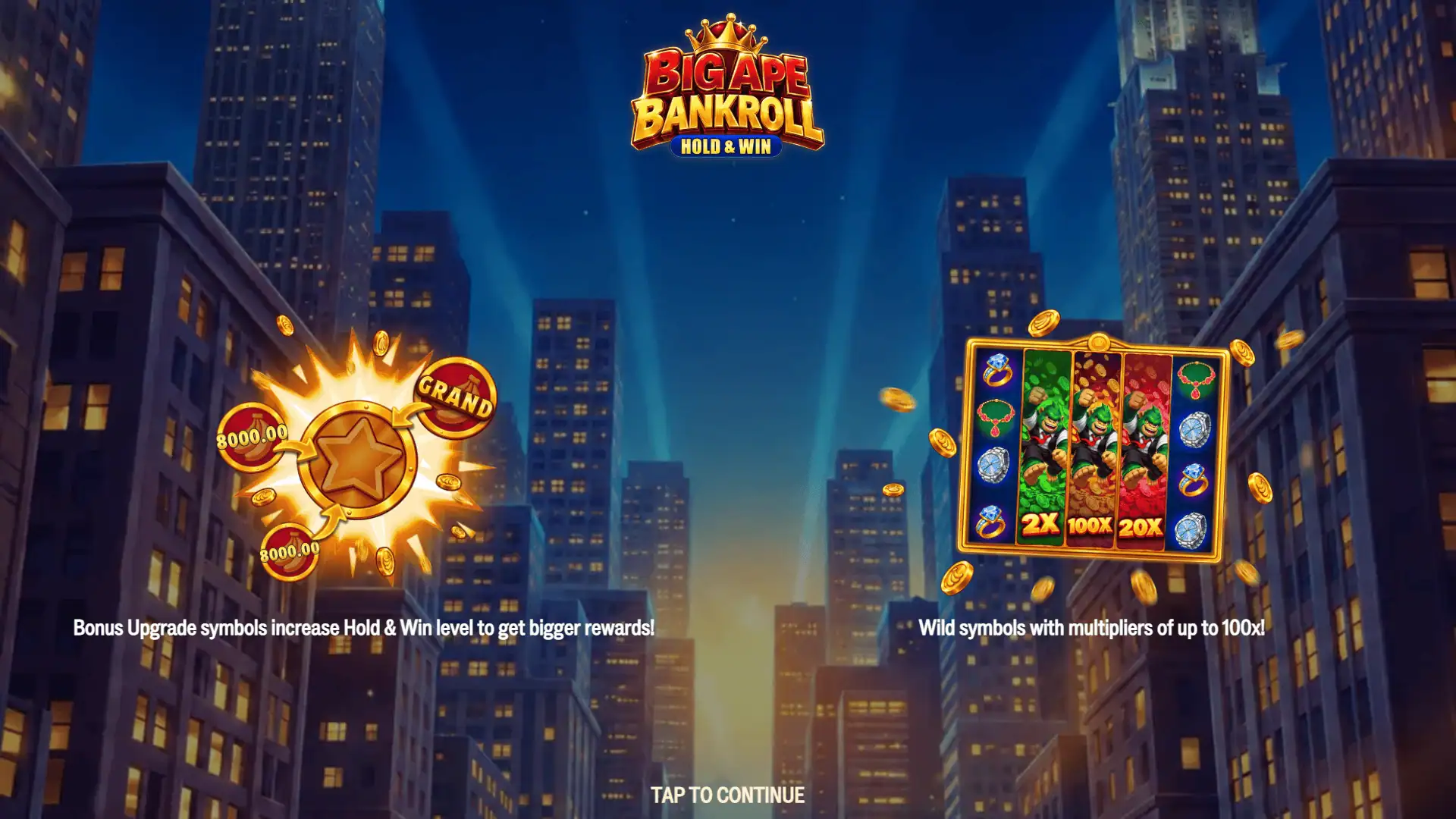 Big Ape Bankroll: Hold & Win slot intro screen