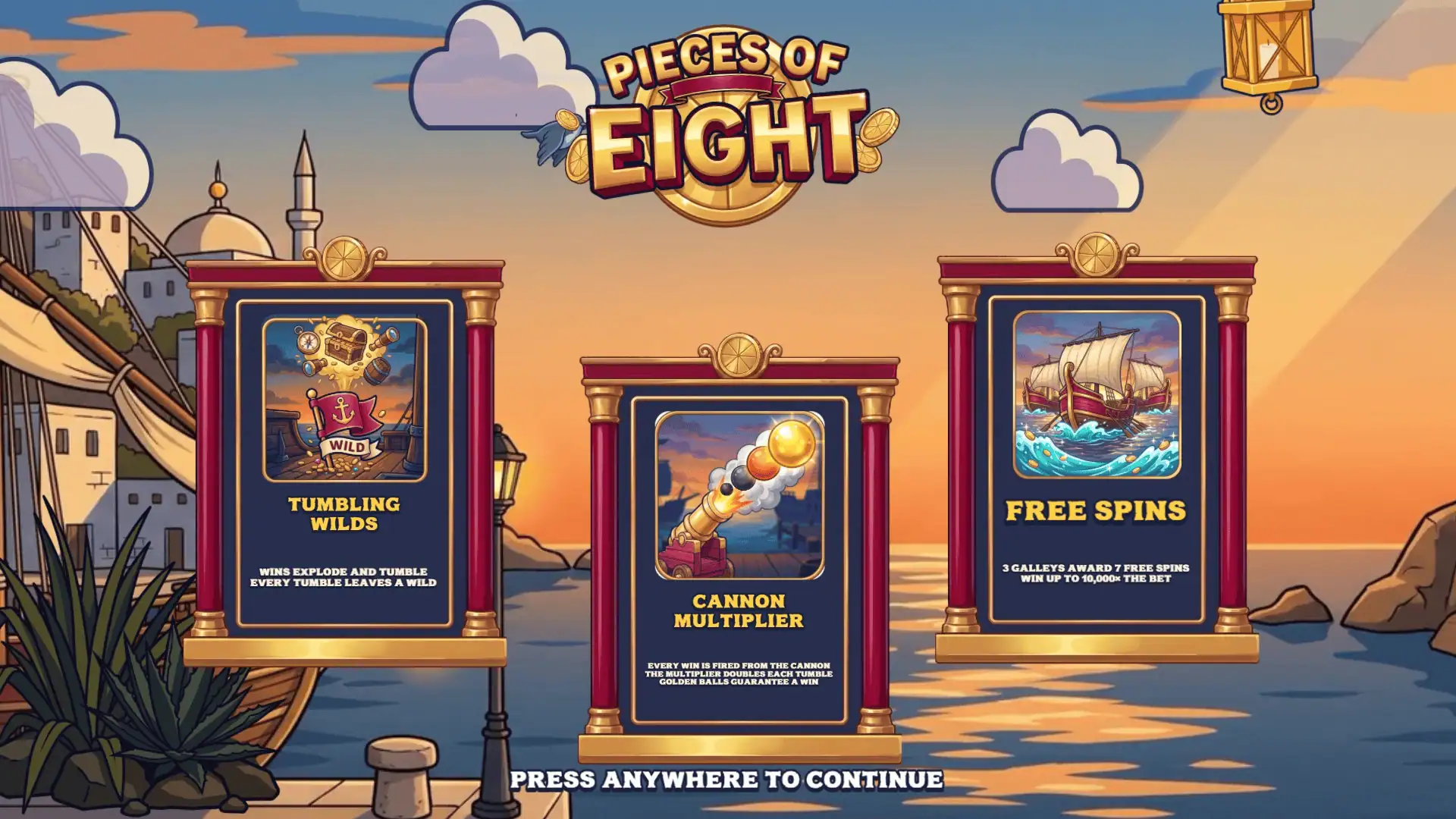 Pieces Of Eight slot intro screen