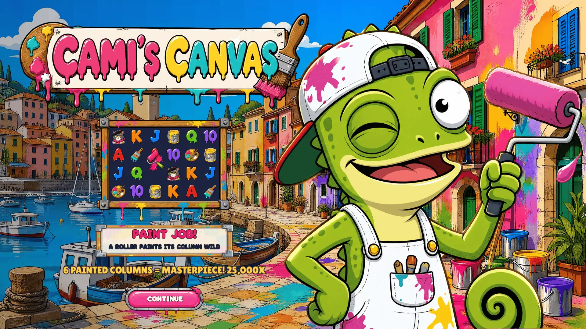 Cami's Canvas slot intro screen