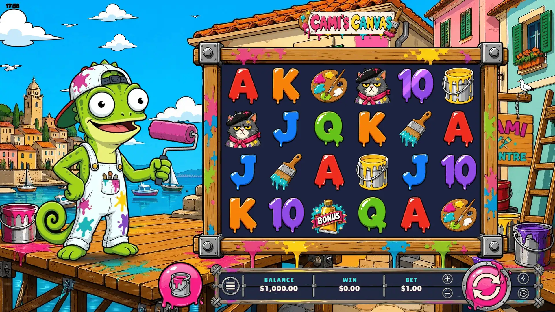 Cami's Canvas slot gameplay reels