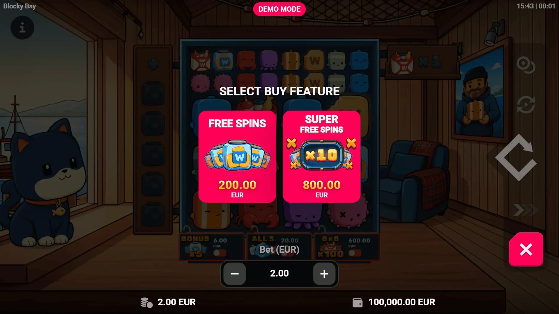 Blocky Bay bonus buy menu