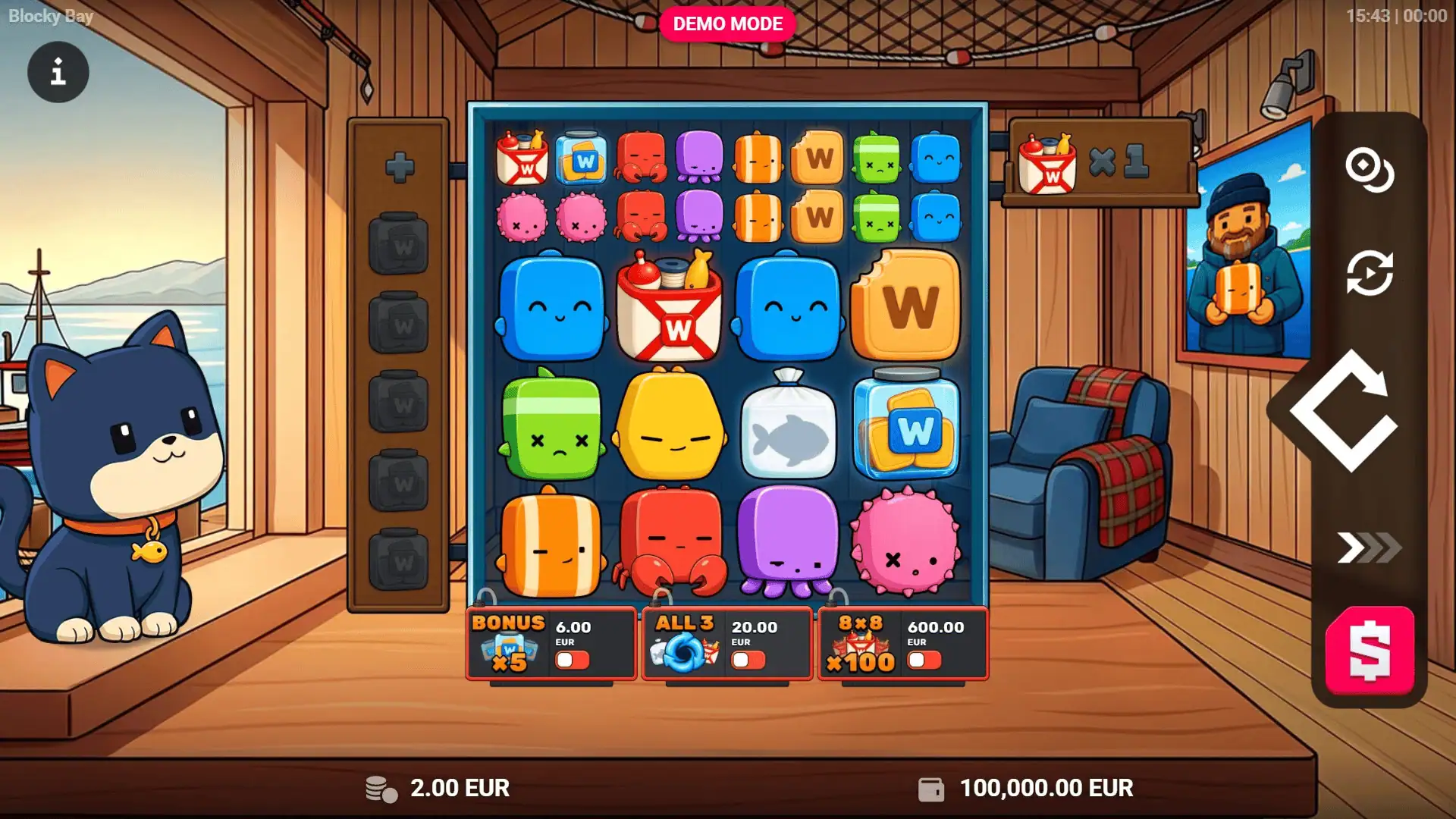Blocky Bay slot gameplay reels