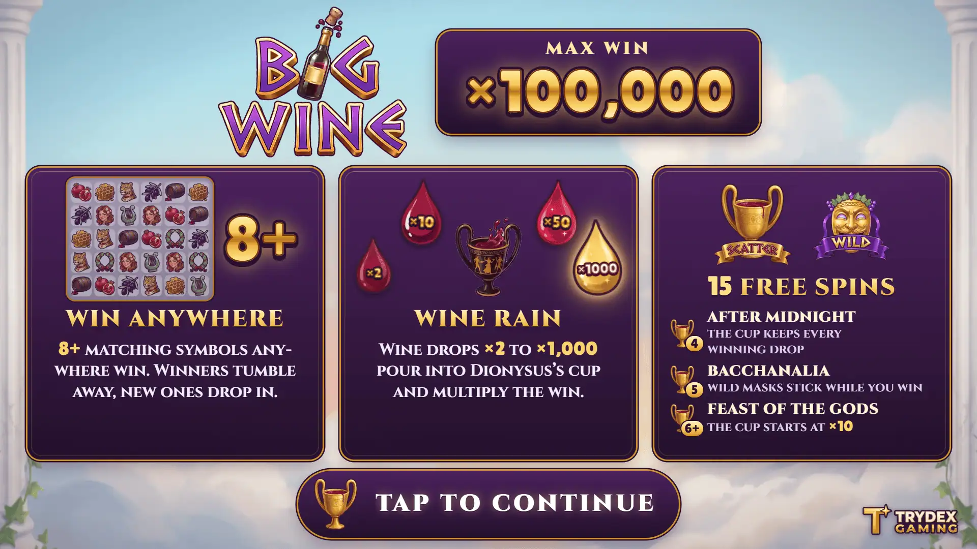 Big Wine slot intro screen