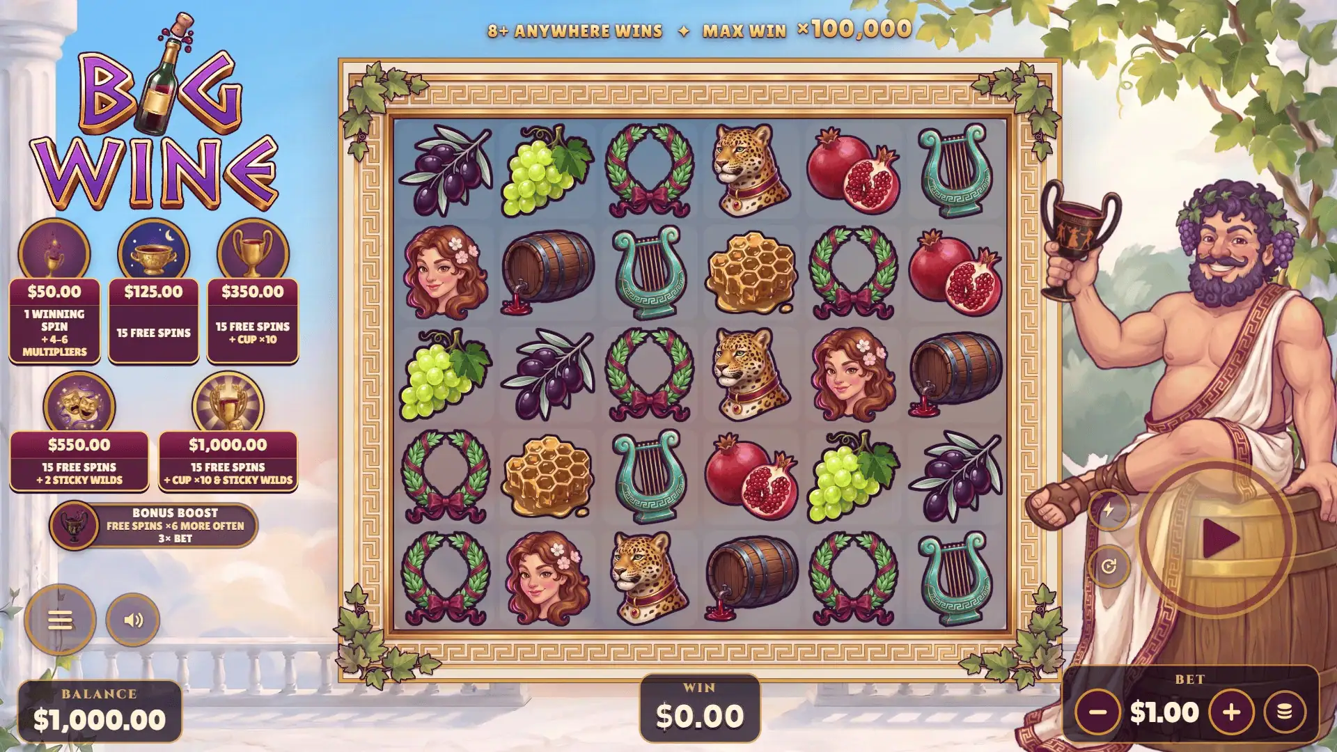 Big Wine slot gameplay reels