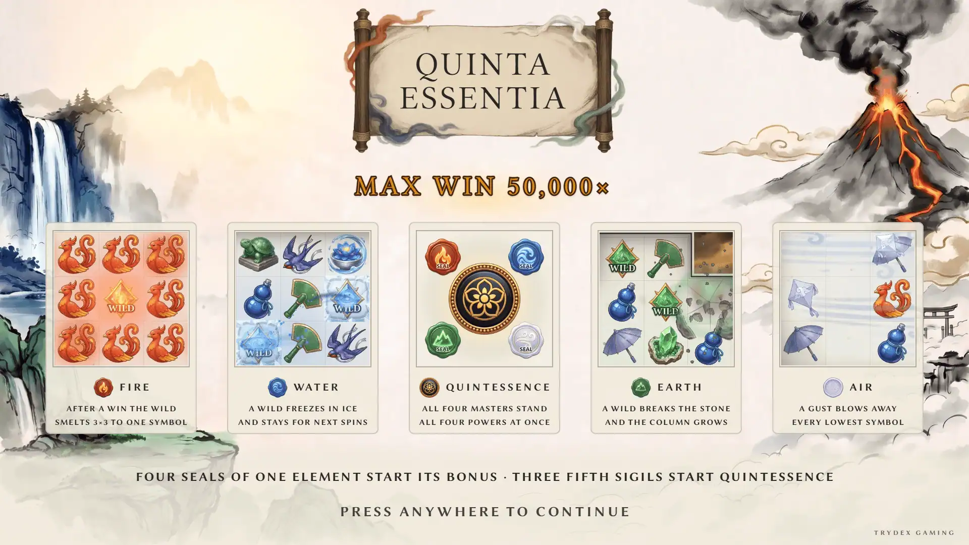 Quinta Essentia slot intro screen